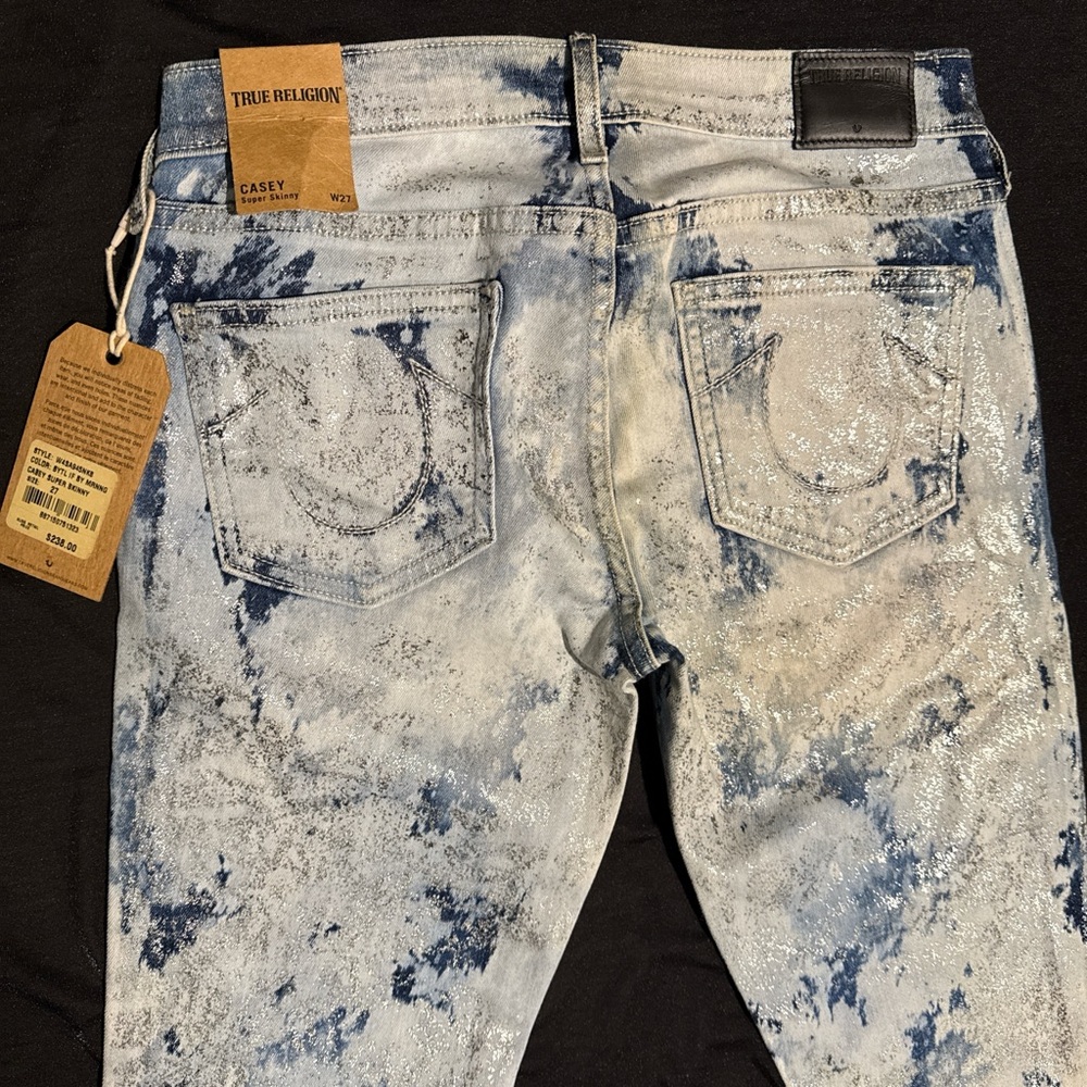 New Women’s True Religion Casey Glitter Skinny Legging Jeans Size 27